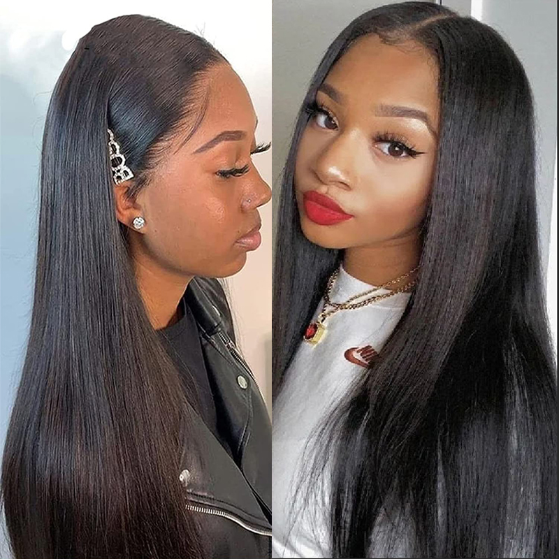 Lace Front Wigs Human Hair Silk Bone Staight Brazilian Hair Wig HD Transparent Lace Natural Preplucked Hairline Baby Hairs