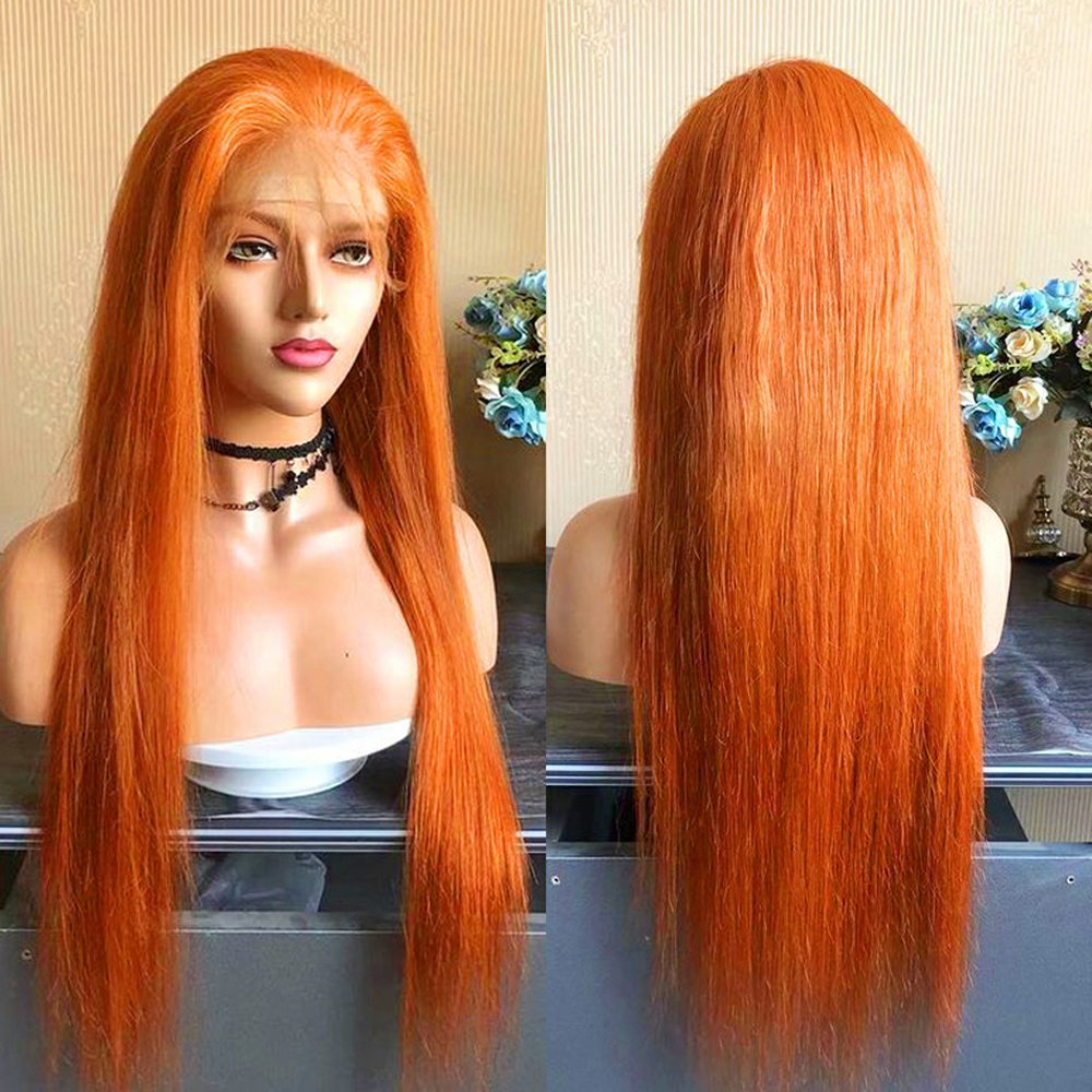 HD Transparent Lace Front Human Hair Wigs for Women Ginger Orange Brazilian Bone Straight 13X4 13X6 Lace Frontal Wig Glueless