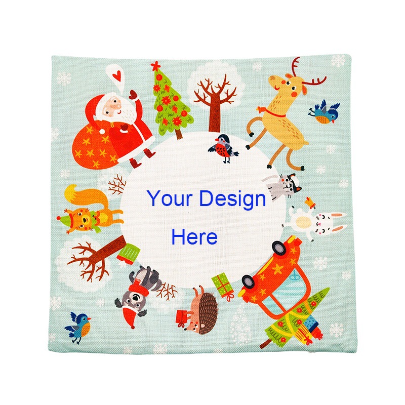 Pillow Case Sublimation DIY White Blank Linen Merry Christmas Pillow Cover Mix Style