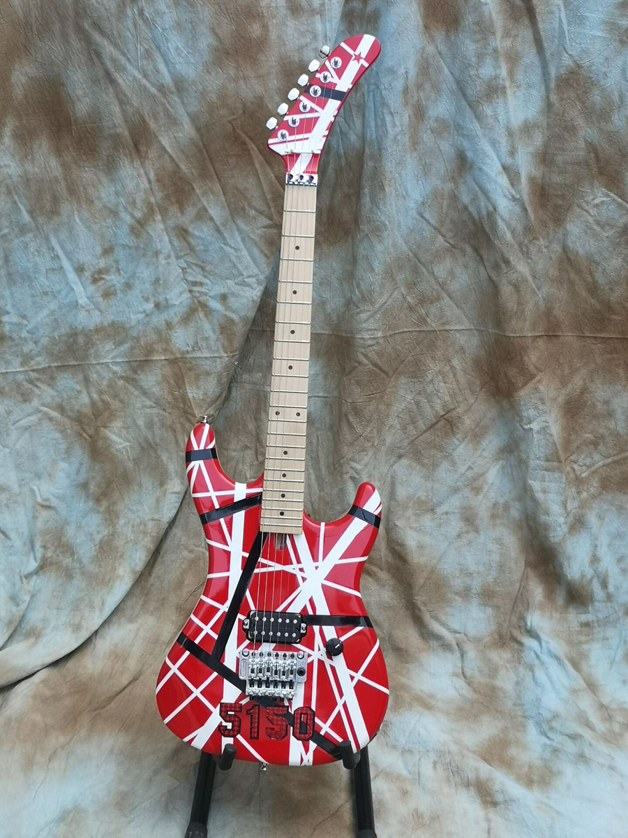 Guitarra elétrica personalizada 5150 listrada, Eddie Van Halen, corpo cinza, alta qualidade