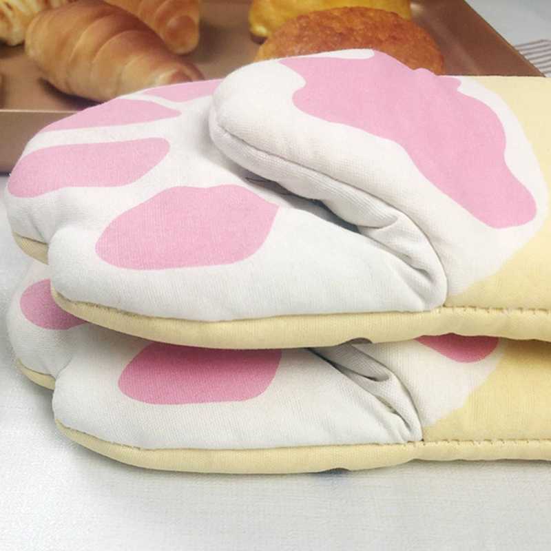 Cute Cat Paws Oven Mitts Cat Claw Baking Oven Gloves Anti-scald Microwave Heat Resistant Insulation Non-slip Cat Paw Gloves HKD230828