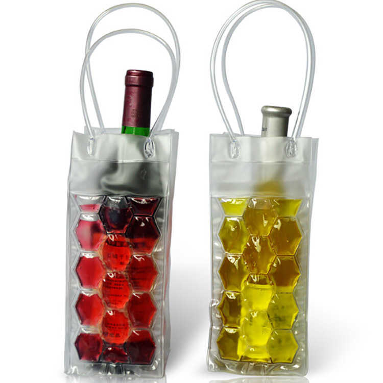 Seaux Refroidisseurs Sacs de glace Sac de refroidissement de bière de vin rouge Support de support de gel glacé Porte-alcool portable Outil glacé et refroidisseur PVC HKD230828