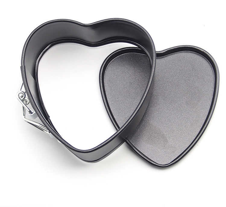 Baking Pans Bakeware Kitchen Cake mold Love Heart Shape baking dish Heavy Carbon Non-stick Slipknot Removable Base Tray ZXH HKD230828