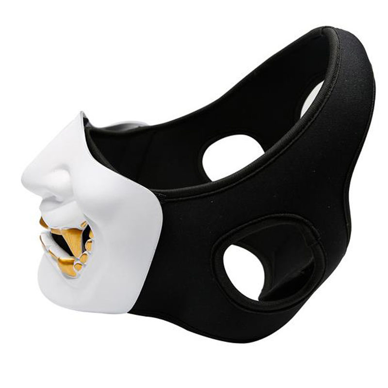 Masques de fête Costume d'Halloween Cosplay Demi-Visage Mal Démon Grimace Kabuki Samurai Prajna Hannya Oni Masque Tactique