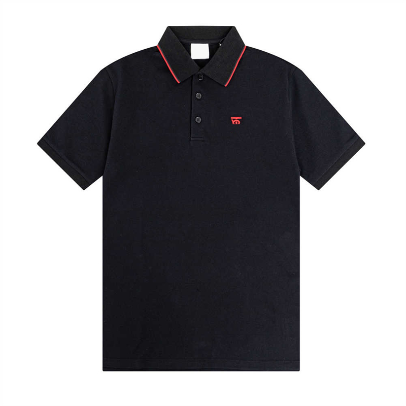 Taille Multi broderie Polos homme Design de mode manches côtelées ourlet fendu Stretch Polos haut mâle M-2XL