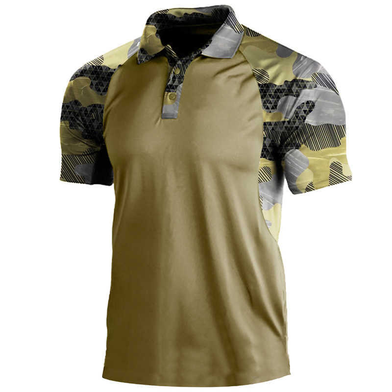 Ropa para hombre Verano Camo Bandera americana Imprimir Camisetas al aire libre Hombre Militar Táctico Polo de manga corta Caza Senderismo Top HKD230825