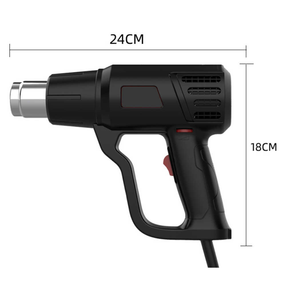 Svart färg 220V värmepistol Professionell varmluftspistol justerbar temperatur 60-600 4 munstycken för DIY strippande färg krympande HKD 230828.