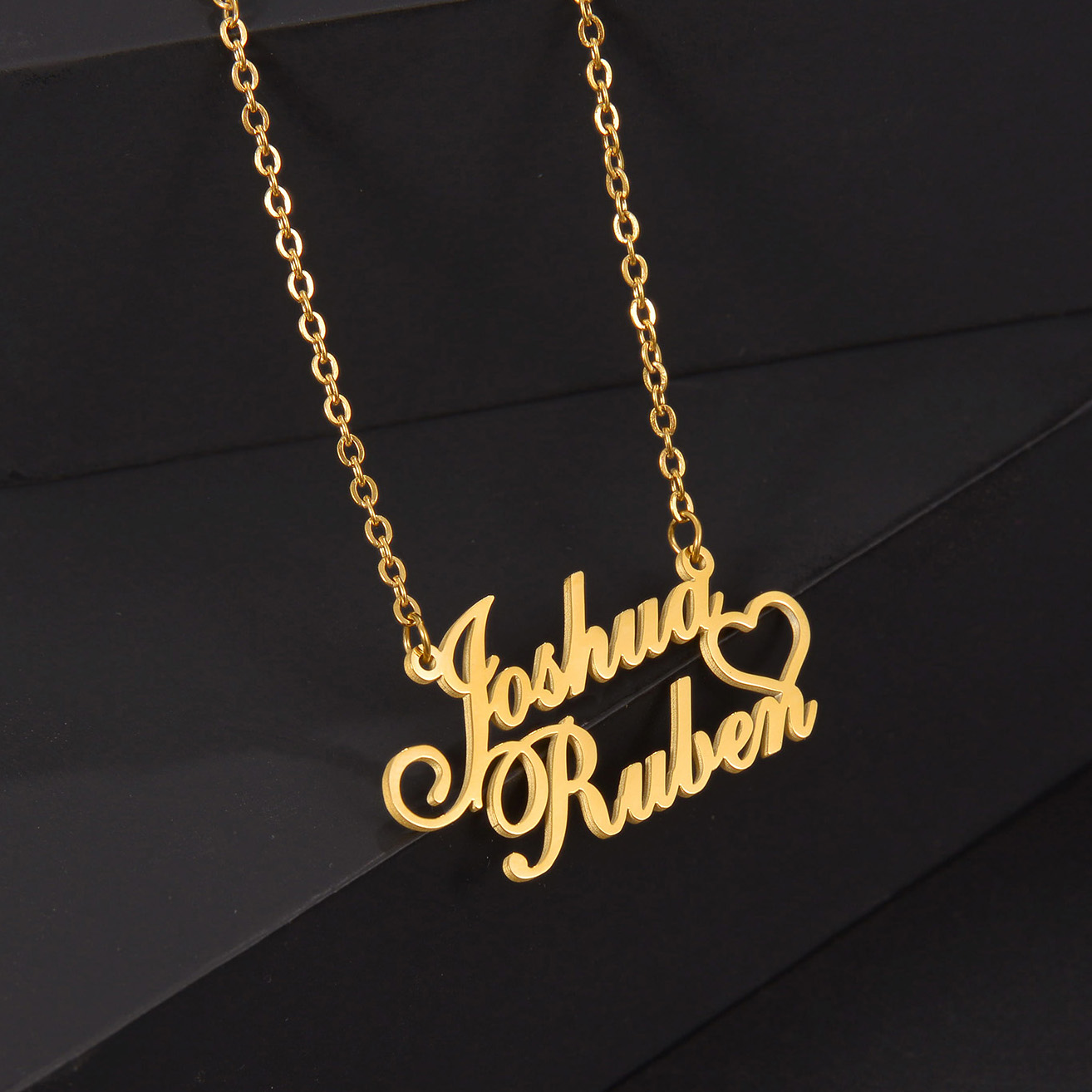 Regalo di gioielli con ciondoli in acciaio inossidabile con collana personalizzata personalizzata Hip Hop con 2 nomi