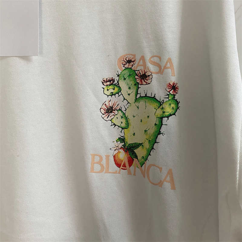 T-shirt da uomo di buona qualità 2023ss Casablanca Cactus Stampa Moda T-shirt Uomo Casablanca T-shirt da donna Streetwear Tee