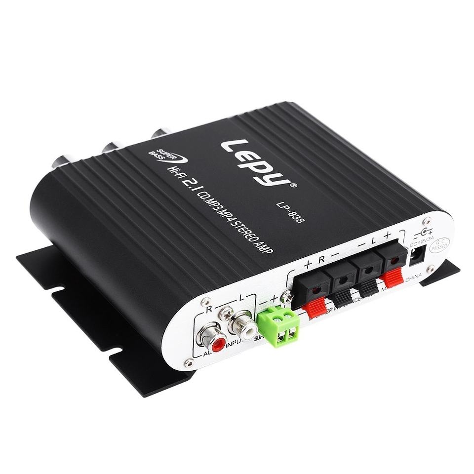 LP-838 Amplificatore auto 12V Hi-Fi 2.1 Amplificatore audio stereo Booster Radio CD MP3 MP4 Stereo AMP Lettore altoparlante basso