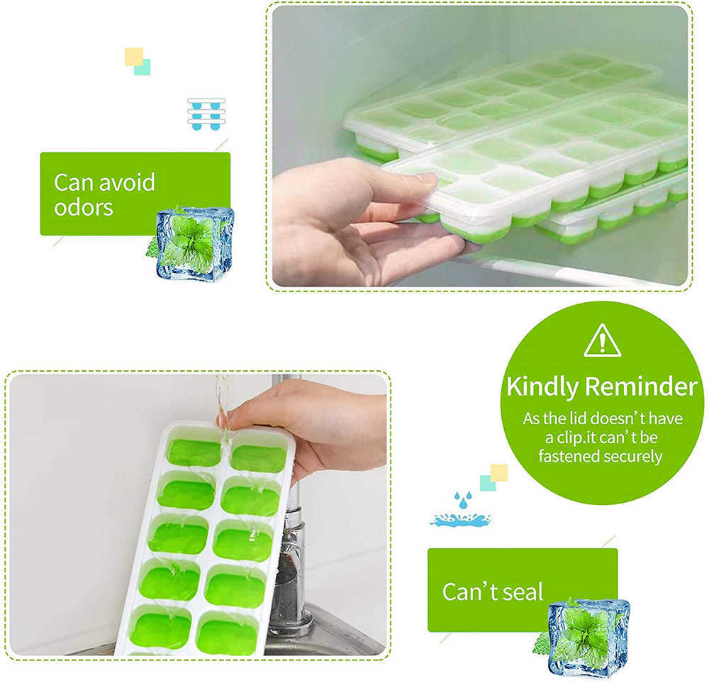 2023 Ice Cube Trays Reusable Silicone Ice cube Mold Fruit Ice Maker with Removable Lids Kitchen Tools Freezer Summer Mould HKD230828