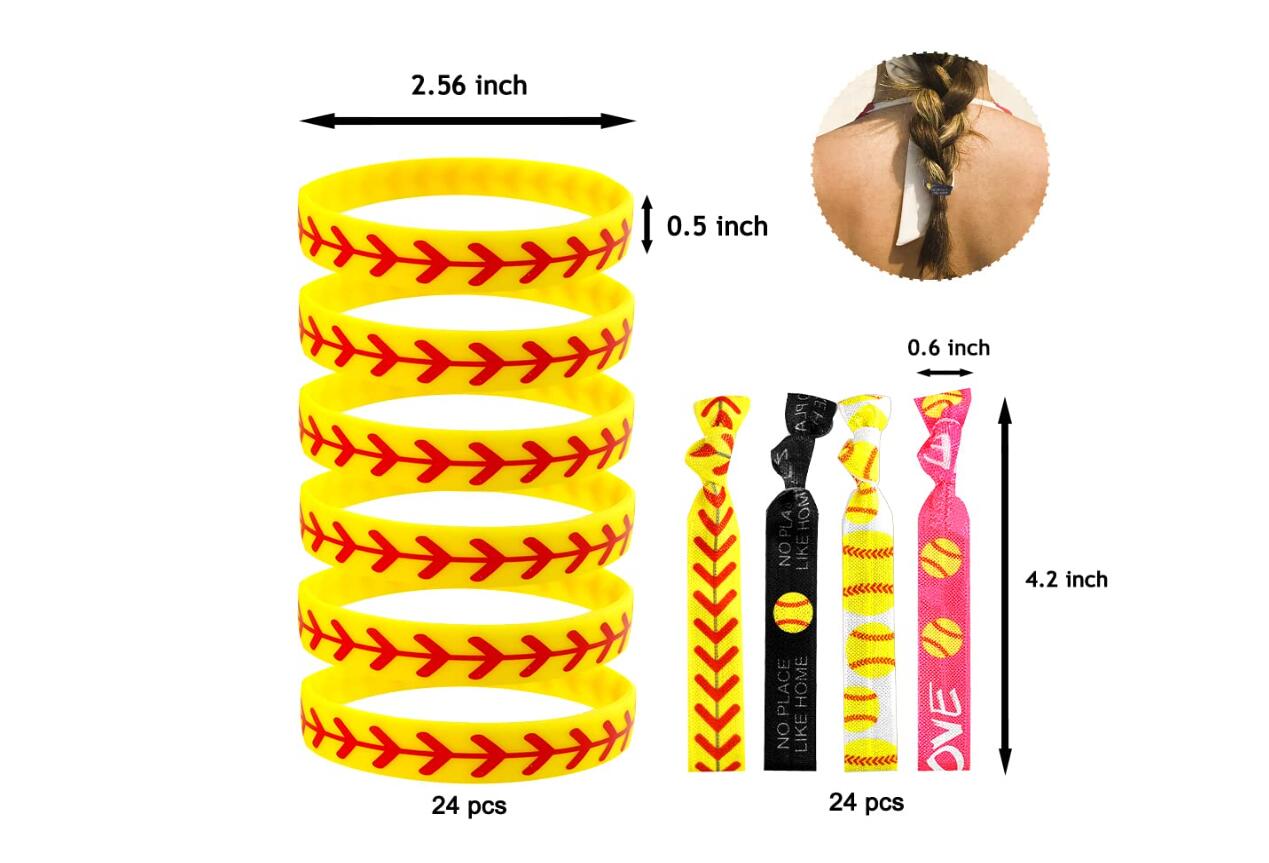 Titanium Sport Accessories 48st Silicone Armband Softball Armband Softball Wristband Silicone Armband Softball Present till softballspelare och softballlag