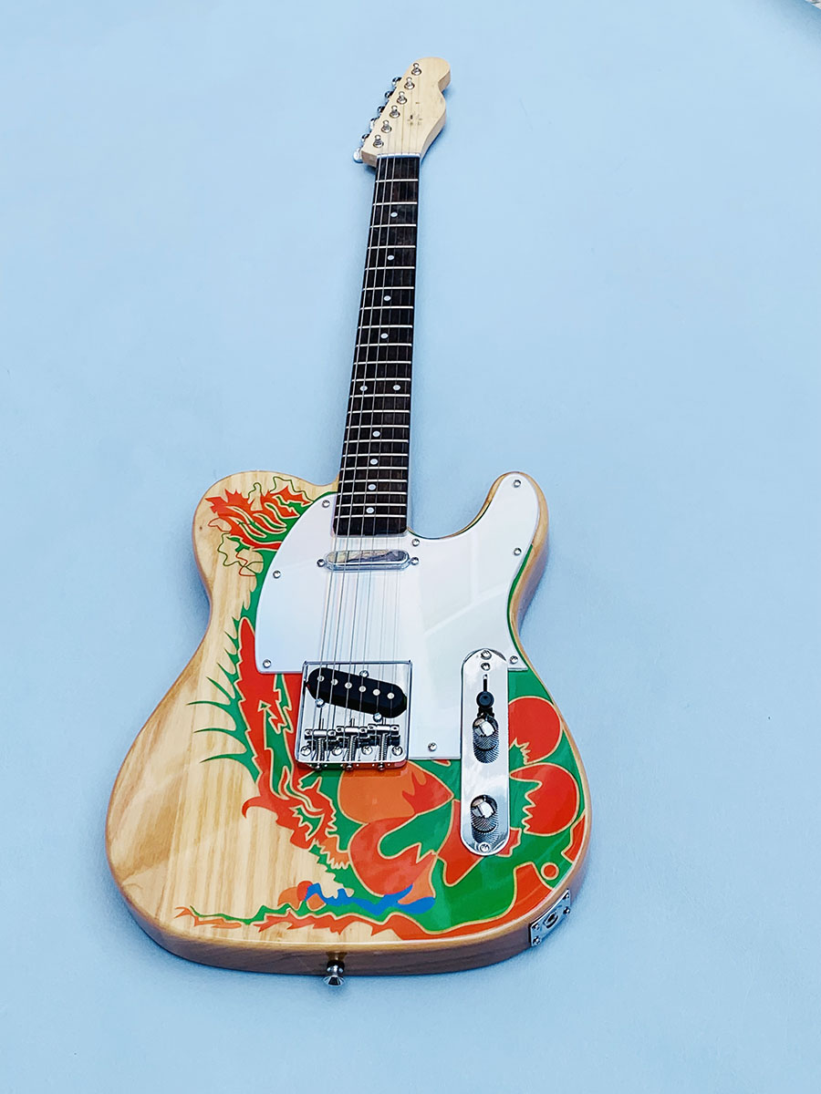 Elektro gitar, doğal ejderha, tl, jimmy sayfası, vintage, kül gövdesi, ayna pickguard