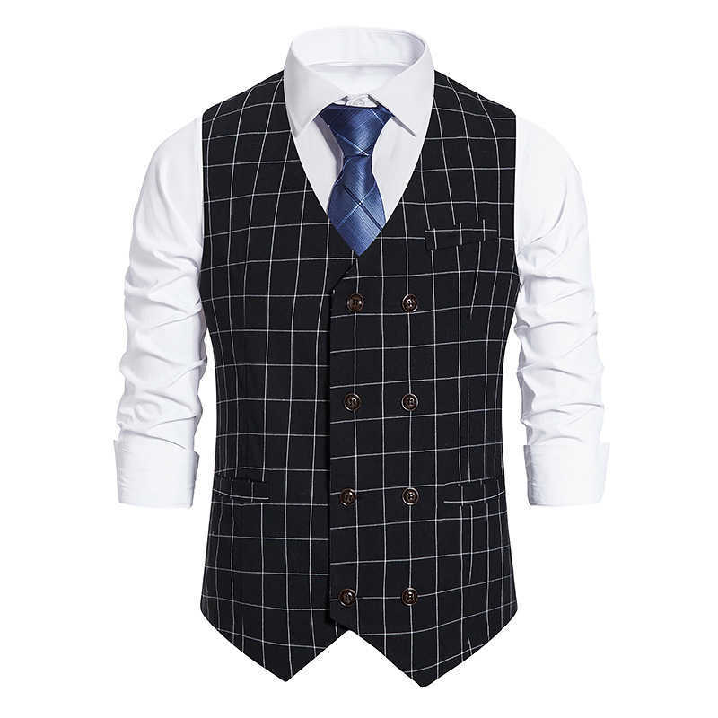 Business Vest Men's Slim Single-breasted Sleeveless Suit V-neck Formal Vest S-XXL HKD230828