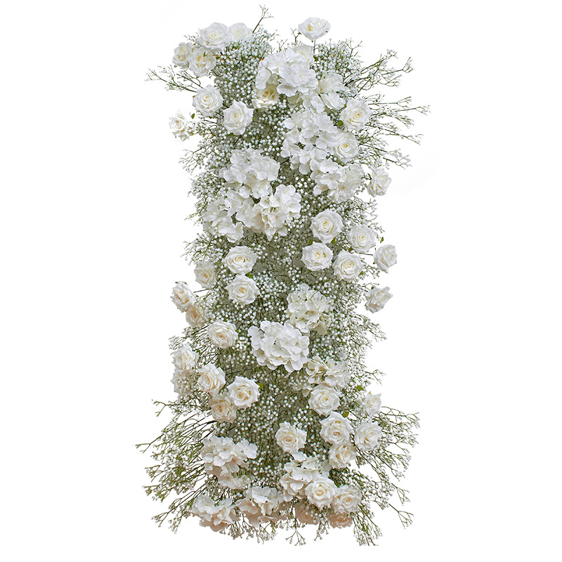 Fiori decorativi Luxury Baby Breath Gypsophila Rose Flower Row Disposizione Sfondo di nozze Decor Eventi floreali artificiali feste