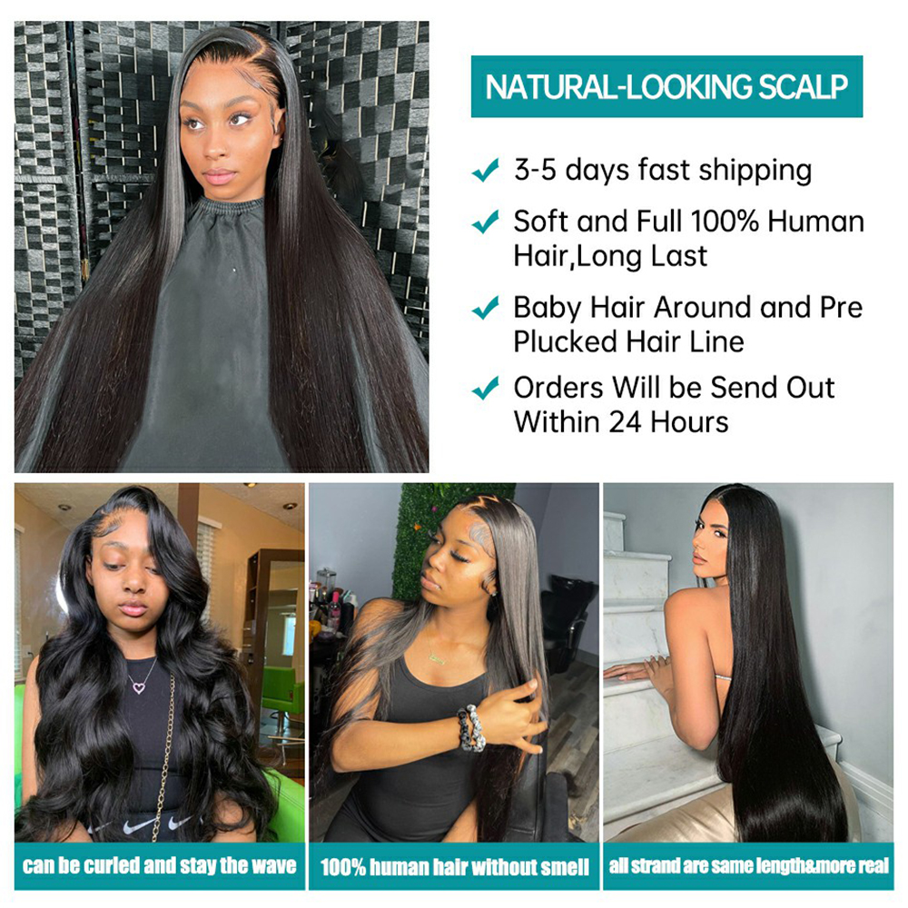 Bone Straight Lace Frontal Human Hair Wigs Brazilian 13X4 13X6 Lace Front Wig for Women 180 Density 360 Full Lace Wig Glueless