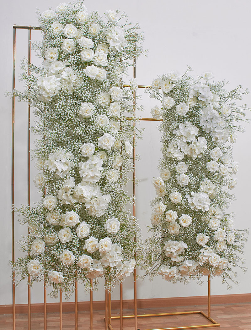 Fiori decorativi Luxury Baby Breath Gypsophila Rose Flower Row Disposizione Sfondo di nozze Decor Eventi floreali artificiali feste