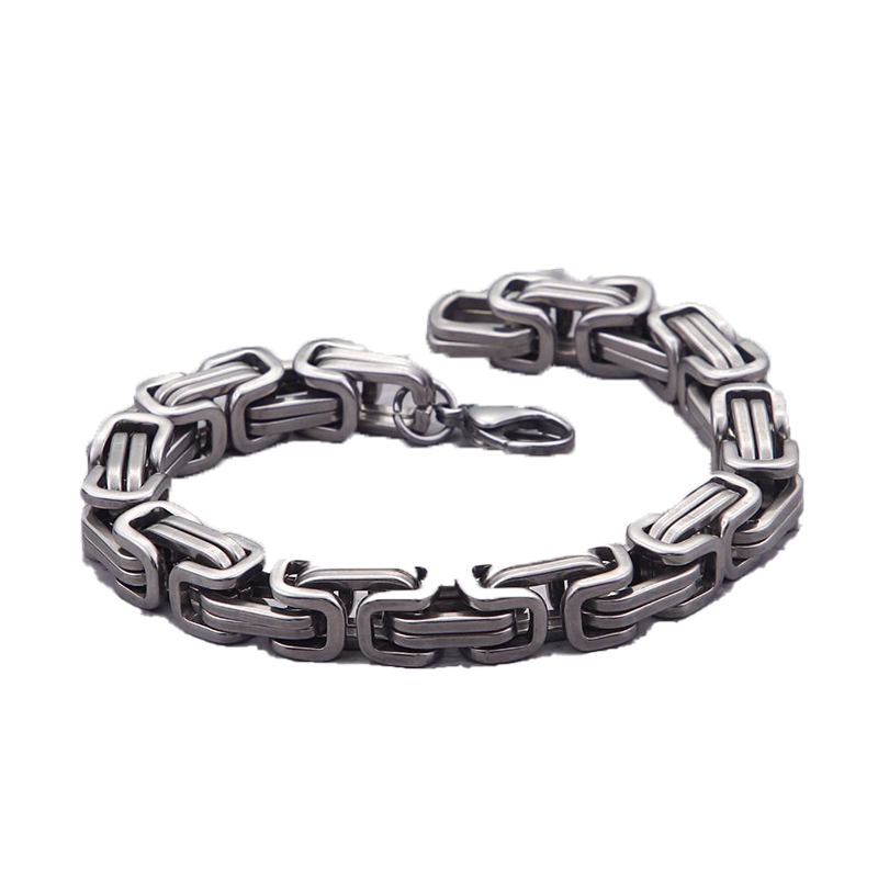 5mm6mm8mm bred silver rostfritt stål King Byzantine Chain Necklace Armband Mens smycken handgjoren9567493