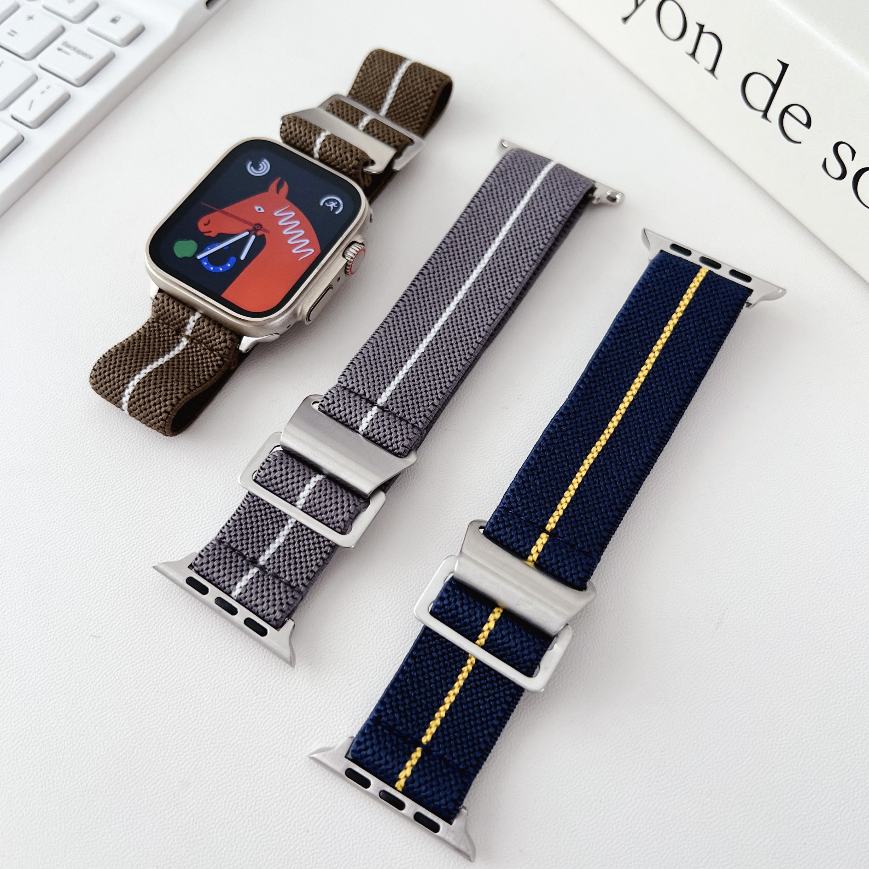 Bracelet élastique en Nylon pour Apple Watch série Ultra 8 7 6 5 4 3 2 Se, pour Iwatch 40mm 44mm 41mm 45mm 49mm, accessoires de Bracelet