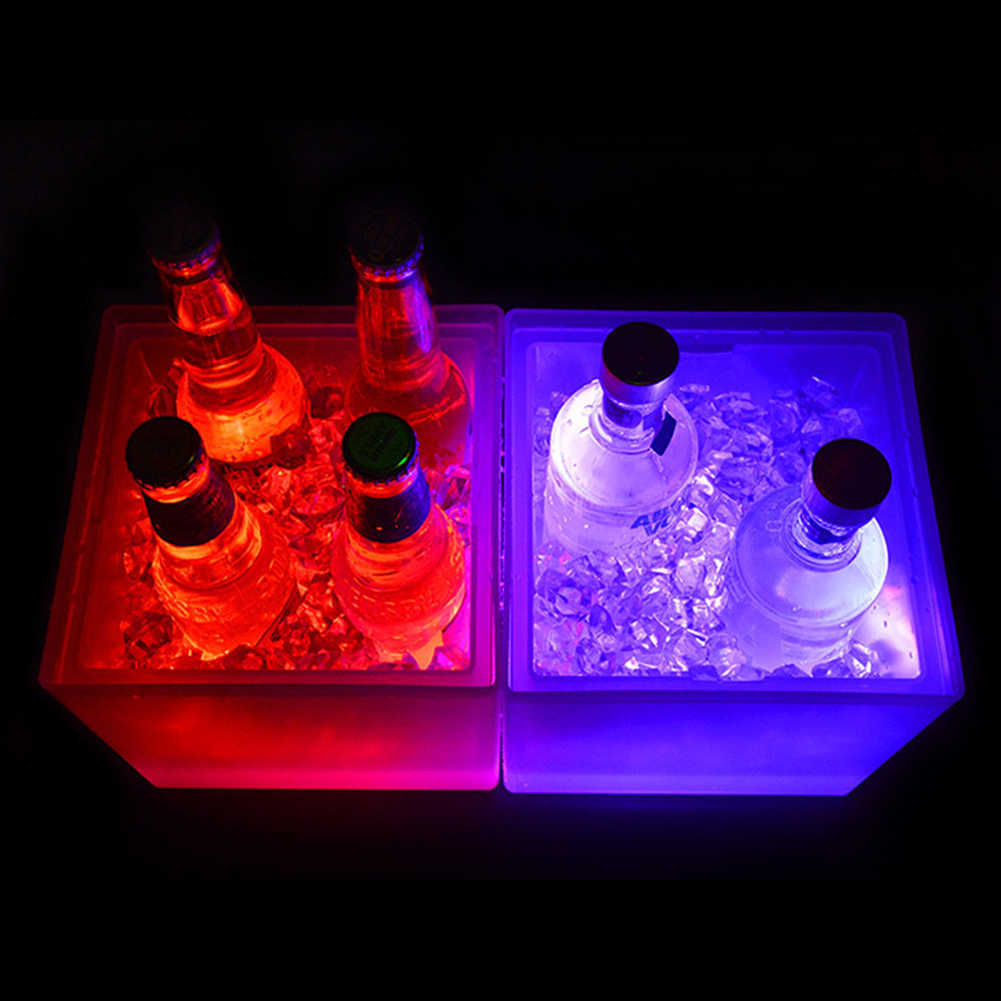 Baldes de gelo de camada dupla, refrigerador de cerveja, barril quadrado, balde de vinho champanhe, colorido, led, balde de gelo para bar, festa noturna, hkd230828