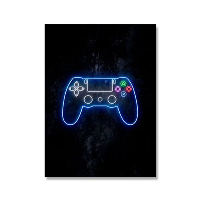 Neon Aurora Game Controller Poster och tryck Abstrakt Hemdekoration Fun Party Game Canvas Målar Väggkonst Bilder pojkar Spela Gaming Room Home Decor No Frame WO6