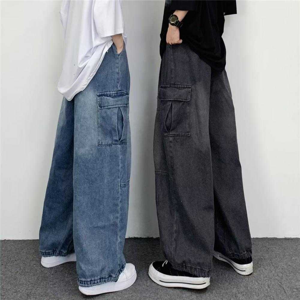Streetwear Baggy Cargo Jeans Womens Vintage Y2K High Waisted Straight Wide Leg Pants Denim Trousers Fairy Grunge Alt Clothes HKD230829