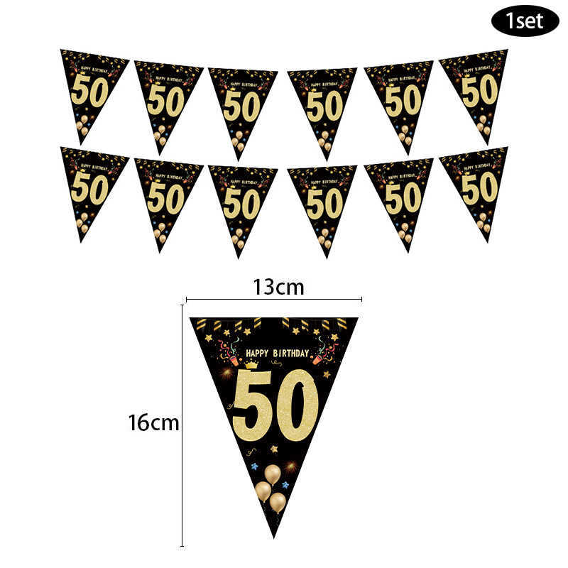 30 40 50 60 anni Buon compleanno Banner di carta Decorazioni feste Ghirlanda adulti Anniversaire 30/40 anni Bandiere nere HKD230829