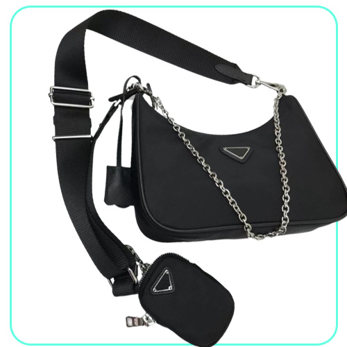 7A quality nylon bag triangle ReEdition 2005 2000 handbag Womens Mens purse crossbody shoulder tote clutch chain Luxury De5953906