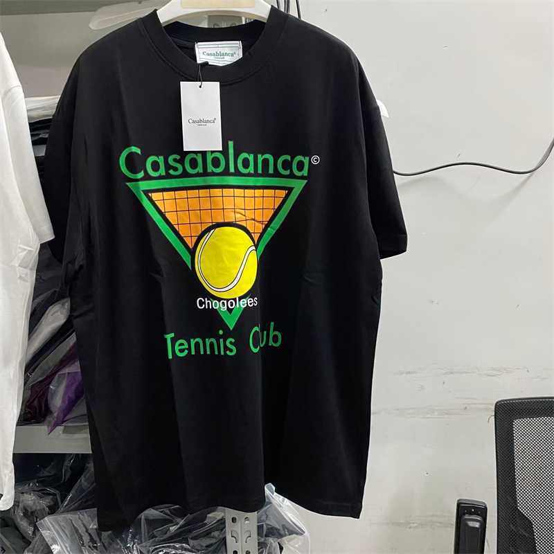 T-shirts hommes bonne qualité 2023ss Green Triangle Casablanca Mode T-shirt Hommes Casablanca Tennis Club Tee Noir Blanc Femmes T-shirt