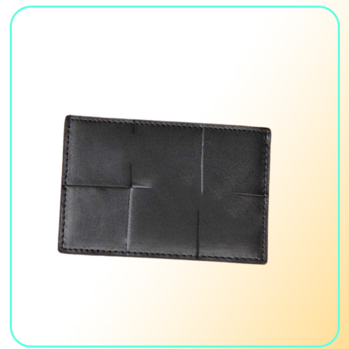 Portefeuilles Men039S Kaarthouder Luxurymerk Mini Wallet 100 Cowhide Woven Cardholder Fashion Women039S Bankkaart Case Black SI9995521