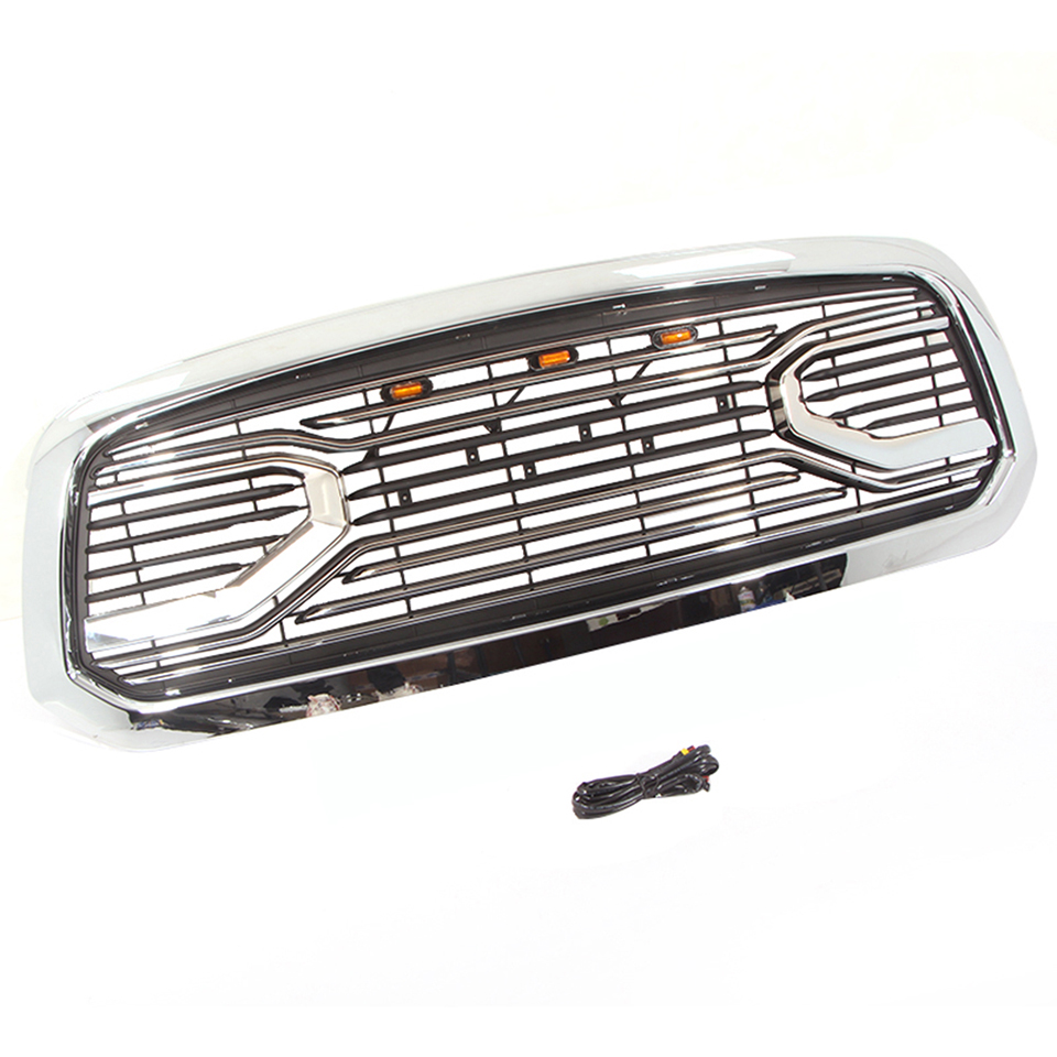 Pickup lastbil bil mitten front stötfångare grillhuv övre galler för dodge ram 1500 2500 3500 2014-2018 Chrome abs racing mesh galler