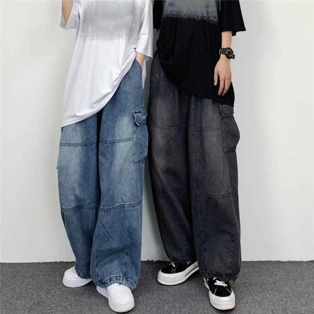 Streetwear Baggy Cargo Jeans Womens Vintage Y2K High Waisted Straight Wide Leg Pants Denim Trousers Fairy Grunge Alt Clothes HKD230829