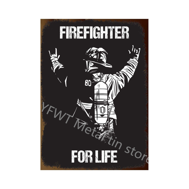 Brygada strażacka Znaki blaszania strażacka żelaza plakat sprzęt ognia metalowy znak retro ścienne garaże bar pokój domowy jaskini plakat dekoracja na zewnątrz 30x20 cm W01