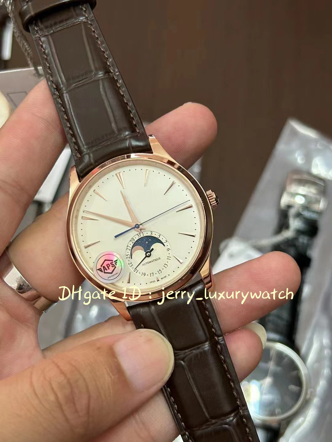 APS JLC MOON MASTER 1368430 Lüks Erkekler Bir Cal.925 Mekanik Hareket 39mm Sıradan İş Resmi Giyim 1362510