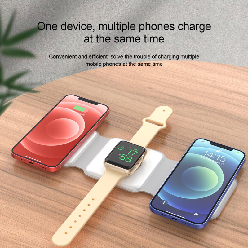 3 в 1 складываемого быстрого беспроводного зарядного устройства для iPhone 15 14/Pro/Max/Plus/13/12 серии для AirPods 3/2 Pro для Apple Watch/Iwatch Trip Зарядное устройство