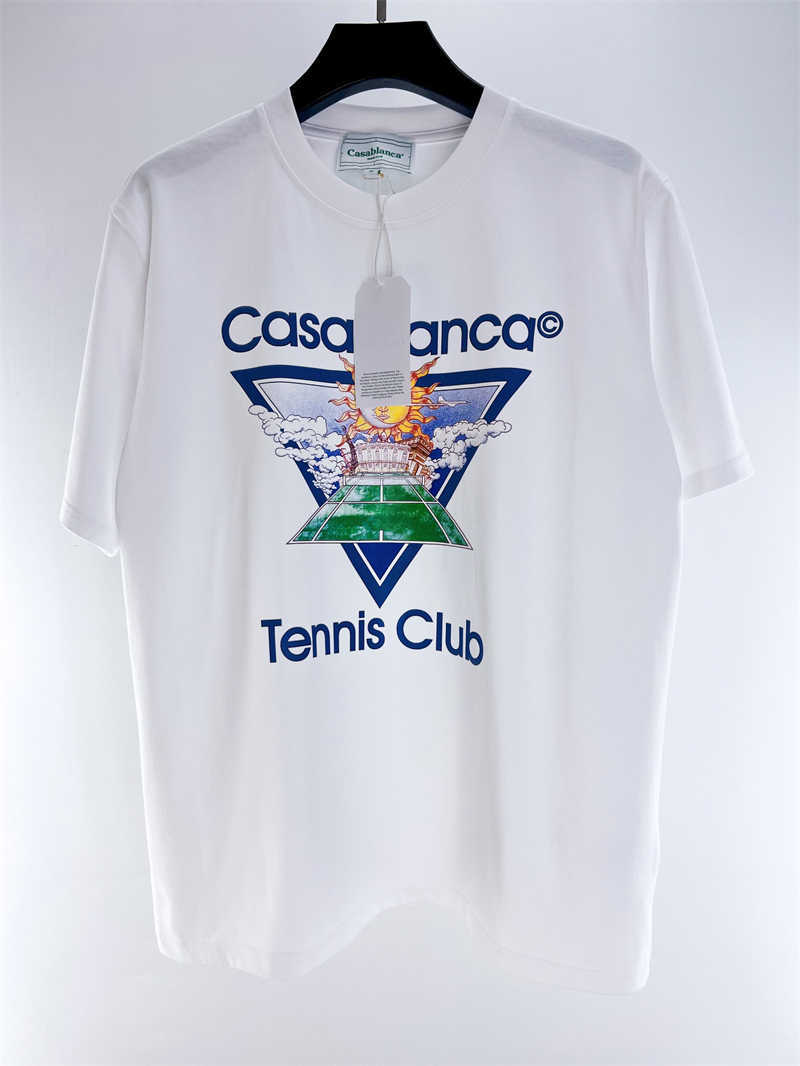 T-shirty męskie dobra jakość 2023SS Casablanca Tennis Club Modna koszulka Mężczyzn Sun Print Tee Women Vintage T-shirt męs