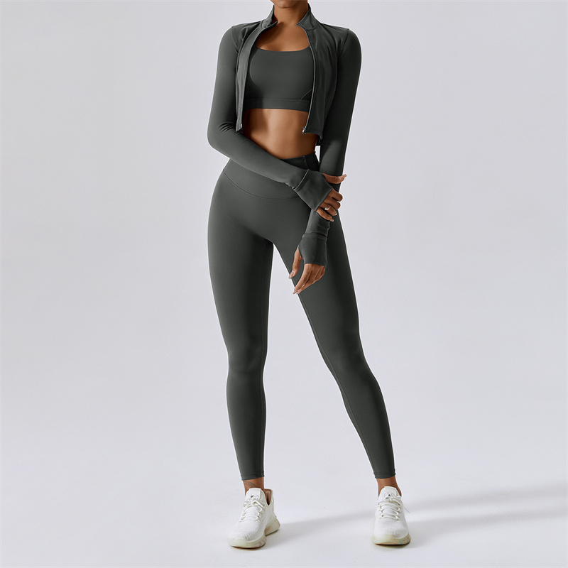 LL Brand Женская наряд йоги три куски жилеты+брюки+куртки Костюмы. Упражнения с близлежащей фитнес-ношкой.