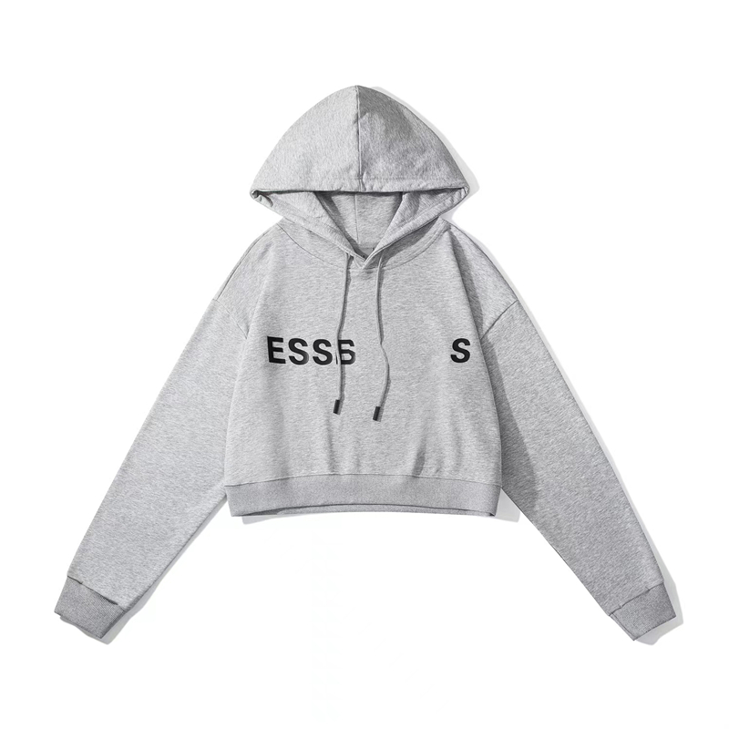 Luxury esse women designe hoodie high quality short alphanumeric flocking cotton hooded womens sweater casual versatile sports loose women sweatshirts