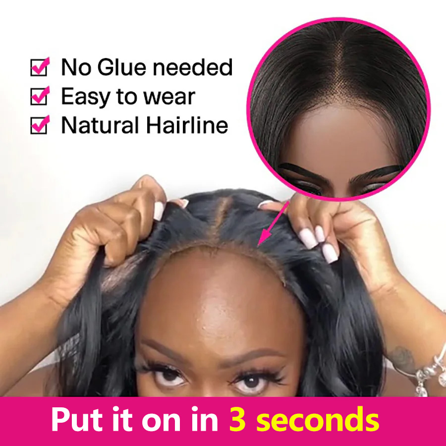 Glueless Wig Human Hair Ready To Wear and Go Preplucked 4x4 Body Wave Transparent Wigs Human Hair No Glue Pre Cut Hairline
