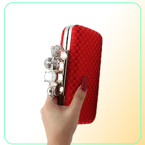 DesignerType4 Red Ladies Skull Clutch Knuckle Rings Four Fingers Handbag Evening Purse Wedding bag 03918b1459973