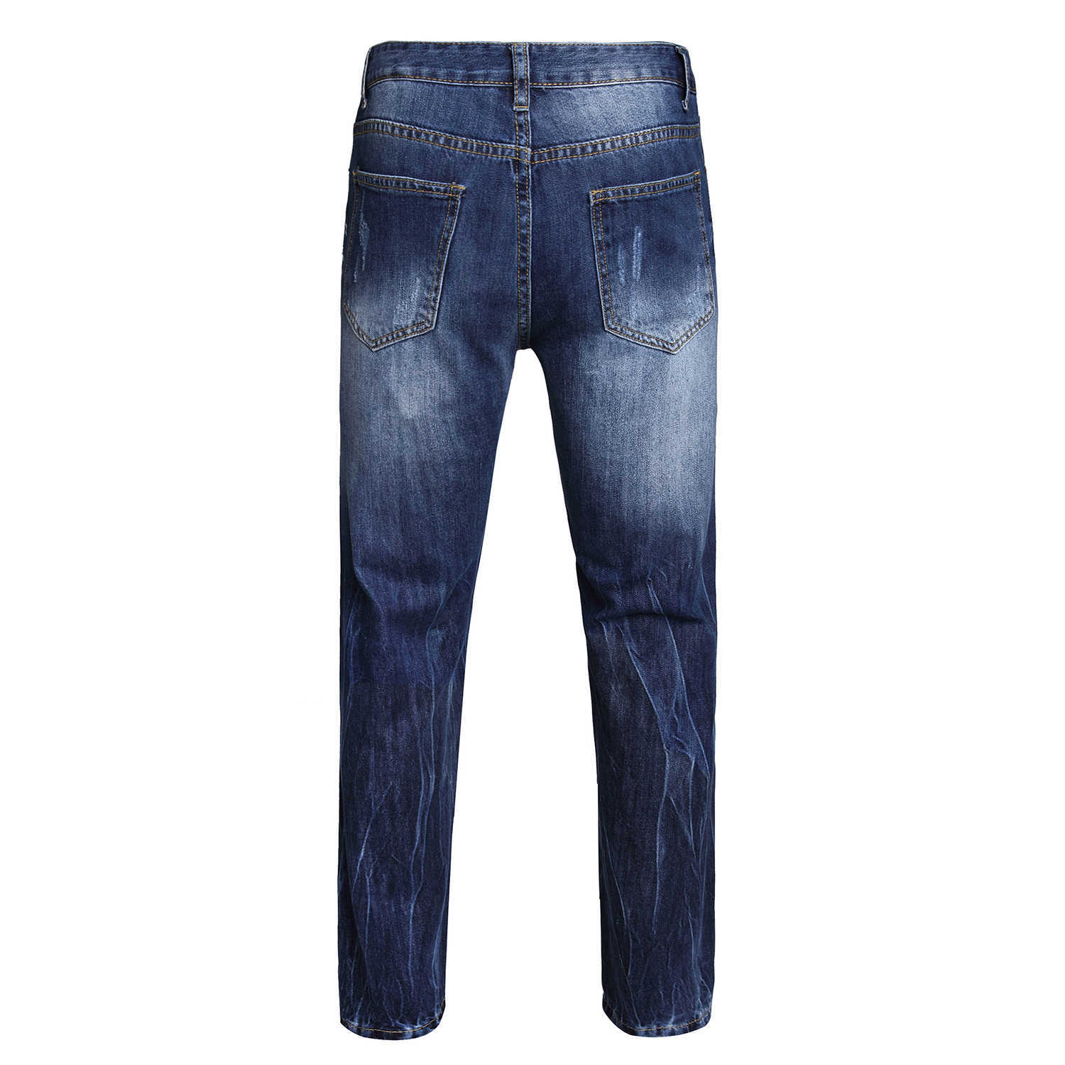 Mens High Quality Lightning Prints Denim Pants Classic Blue Jeans Ripped Scratches Casual Jeans Pants HKD230829