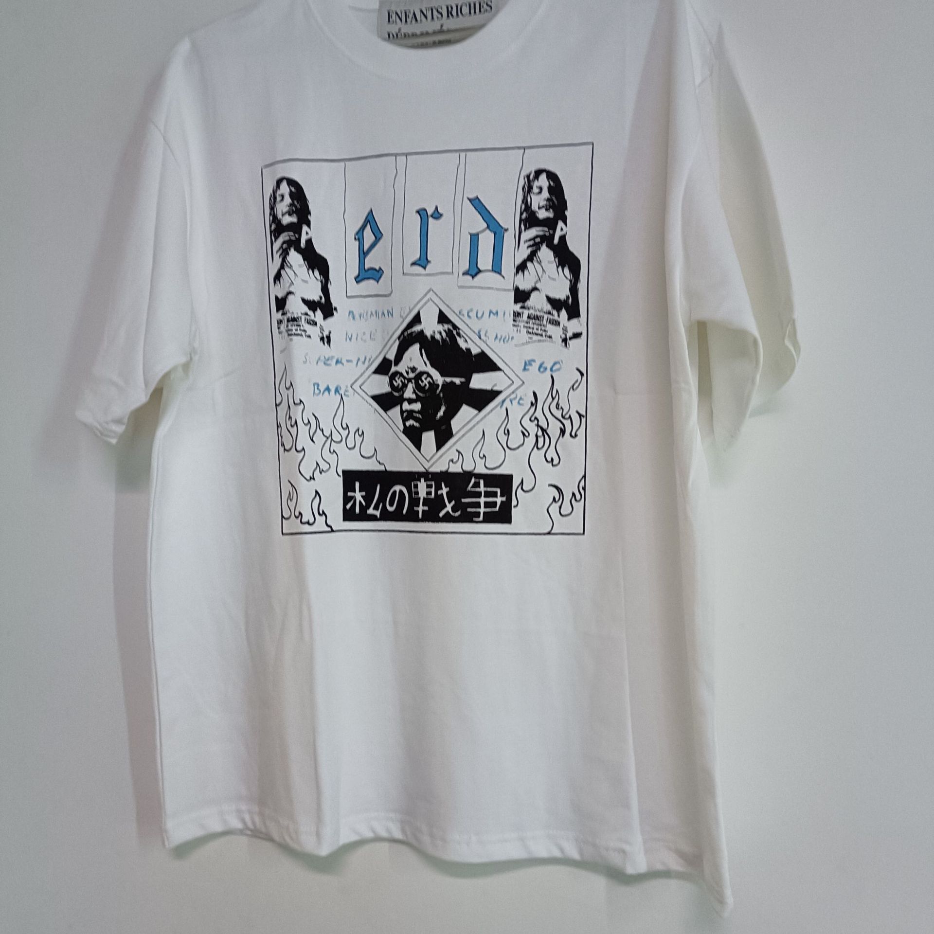 White Black Hip Hop High Street Vintage Printing T-shirts Men Women 1 Quality Overized Tee Top T Shirt