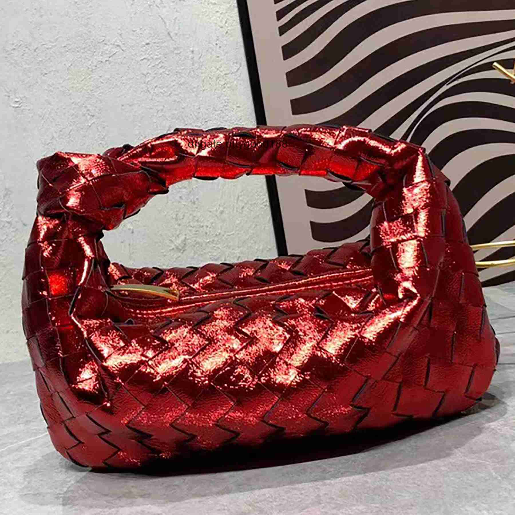Botegss Vents Woven Jodie Designer Bag Bag Rhinestone Purse Designer Luxury Intreciato Leather Top Handle Liten stor koppling Handväska Single Compartment WA