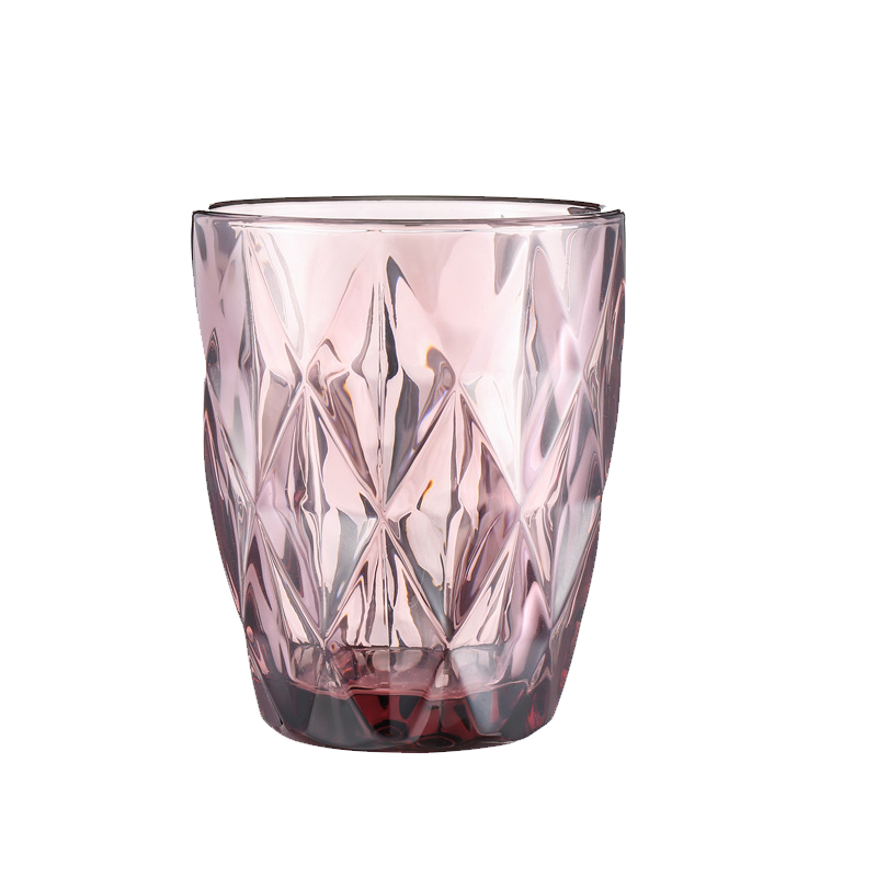 220ml Wine Beer Water Glasses Cup Colored Glass Tumblers with Diamond Vintage Pattern Embossed Romantic Drinking Champagne Drinkware for Party Wedding Festival