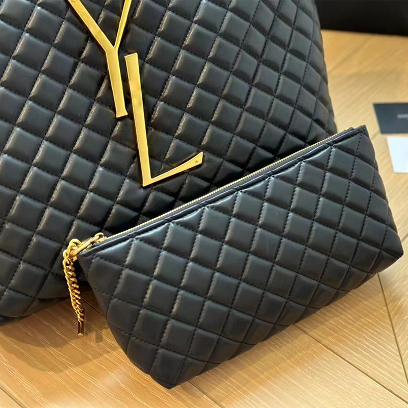 Luxury MAXI Underarm large Shopping Totes Beach Genuine Leather Shoulders bag Women Diamond Lattice Bags Large Handbags Attaches Coin Purse