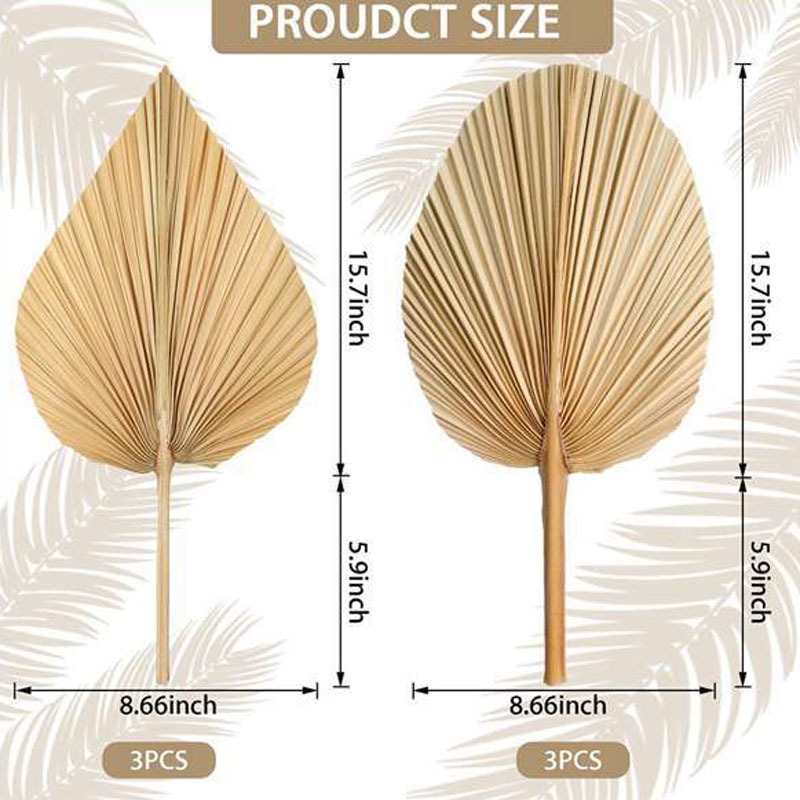 Dekorativa blommor kransar 6st torkade palm lämnar fans bohemiska spjut konstgjorda växter tropiska löv