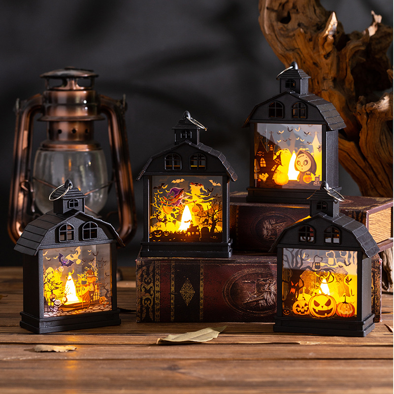 Décorations d'Halloween Lampe de décoration de maison hantée Veilleuses Lanternes de décoration de maison en 4 éditions YX-552