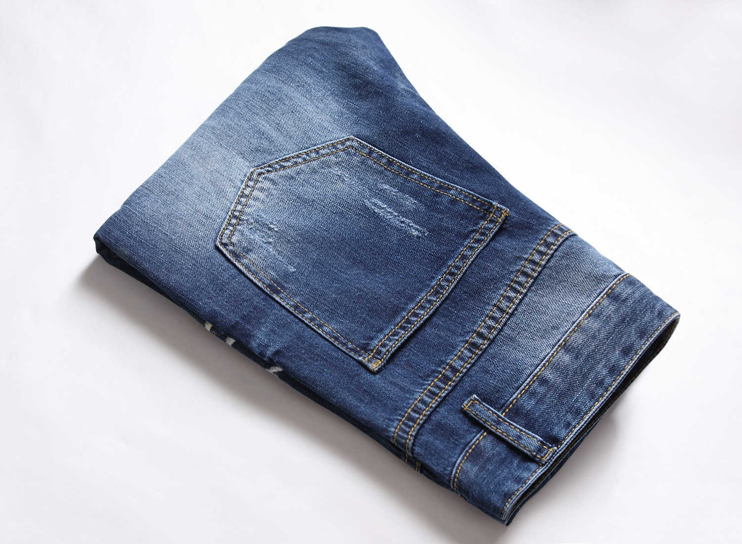 Mens High Quality Lightning Prints Denim Pants Classic Blue Jeans Ripped Scratches Casual Jeans Pants HKD230829