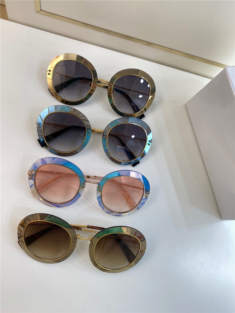 Ny modedesign Kvinnor Solglasögon 262 Runda ramvävsformtemplar Enkla och elegant stil utomhusskydd UV 400 linsglasögon med fodral