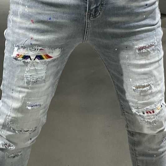 Designer namorado jeans para homens vintage remendado rasgado buracos 90s estilo na moda magro azul angustiado lavado denim calças masculino hkd230829